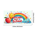 thumbnail image 1 of Colorful Welcome Back to School Banner, with Sun Apple Pencils and Rainbows, Backdrop for School Opening Party Classroom Decorations School Events Photography Props, 1 of 4