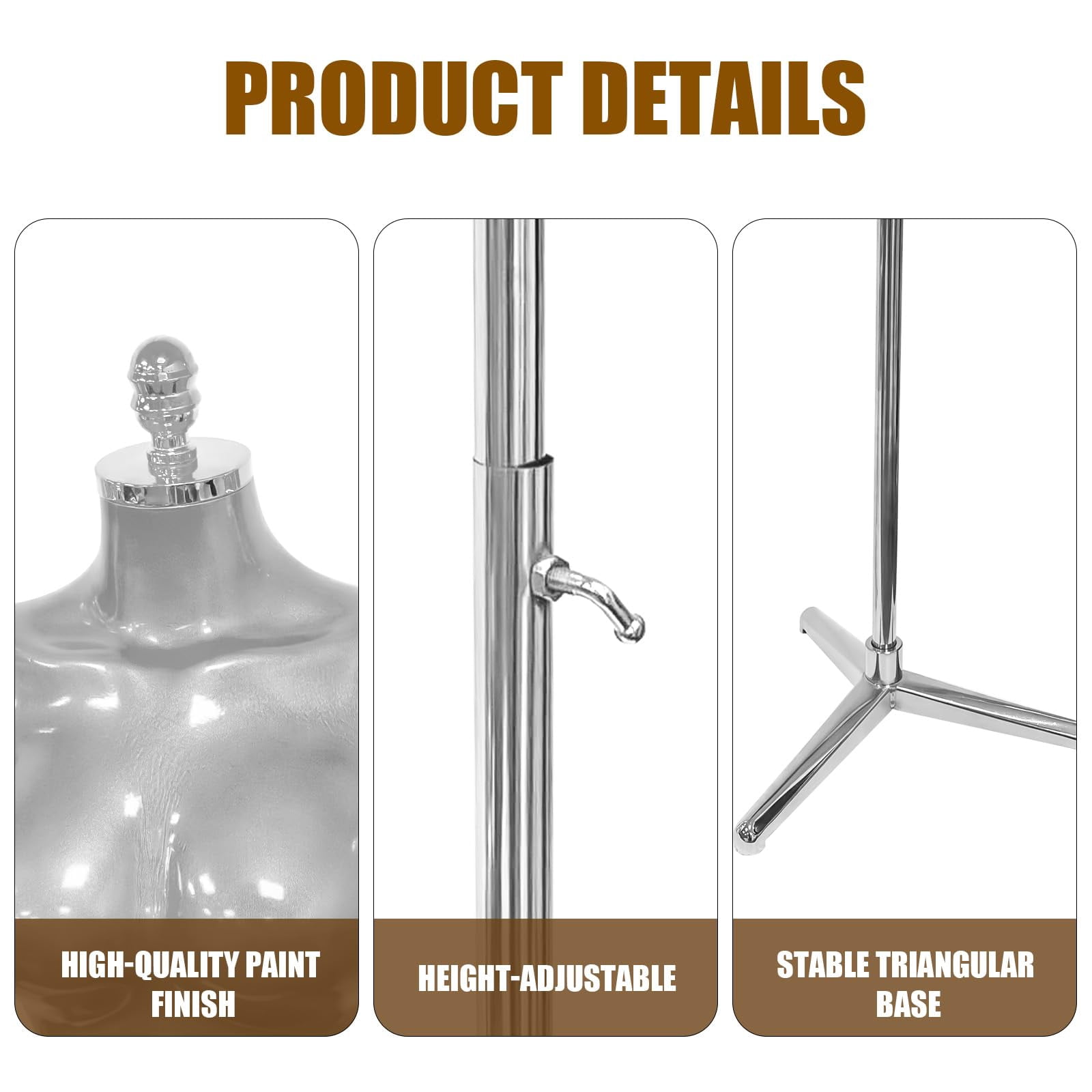 Female Mannequin Torso,Dress Form Manikin with Metal Stand Base, Suitable for Clothing and Jewelry Display (Silver)