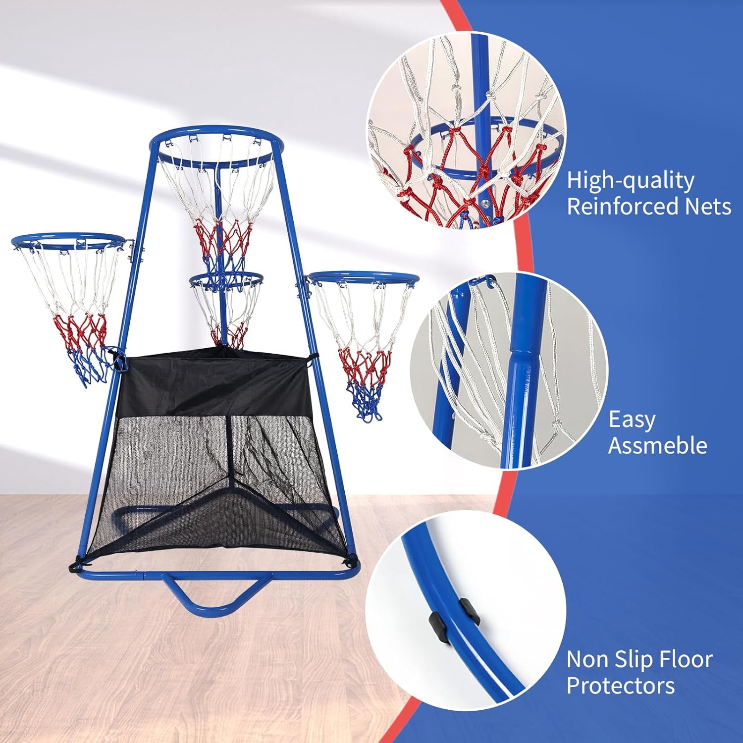 4 Hoop Basketball Set,Mini Adjustable Basketball Goal with Pump for  Indoor & Outdoor Play,Fun Basketball Game for Ages 3+ Birthday Gift