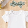thumbnail image 6 of mgoYE Baby Girl Clothes 6-9 Months Newborn Infant Girl Clothes Rib Knit Romper Daisy Print Shorts Headband Baby Summer Clothes 0 3 6 12 18 24 Months(Green,12-18 Months), 6 of 7