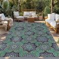 thumbnail image 2 of Green Mediterranean Outdoor Rug for Patio/Deck/Porch, Non-Slip Large Area Rug 5 x 7 Ft, Vintage Abstract Geometric Floral Texture Indoor Outdoor Rugs Washable Area Rugs, Camping Rug Carpet Runner, 2 of 8