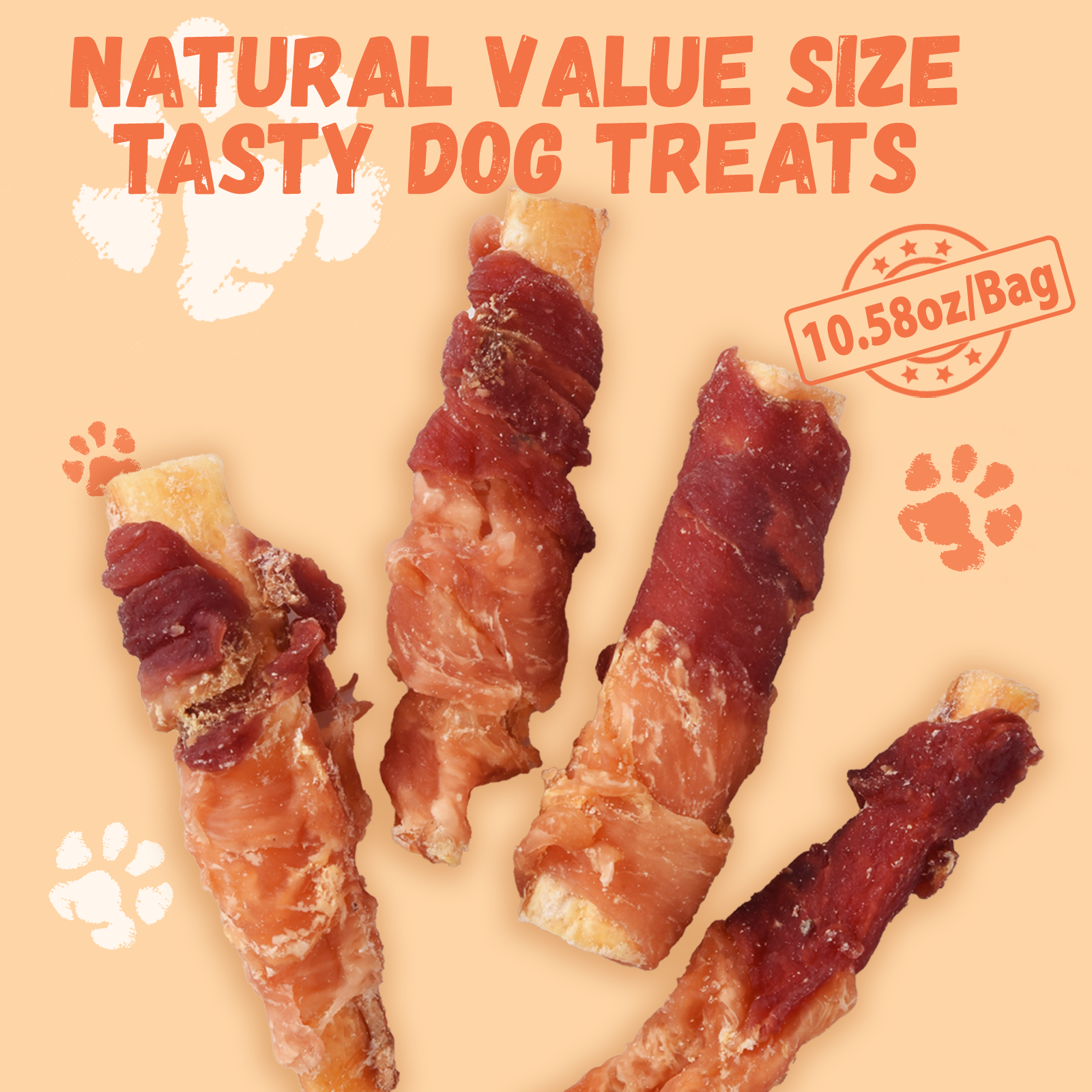 (2 pack) Pawmate Chicken & Duck Wrapped Beef Cartilage Dog Treats, Natural Soft Rawhide-Free Chews for All Dogs, 11oz