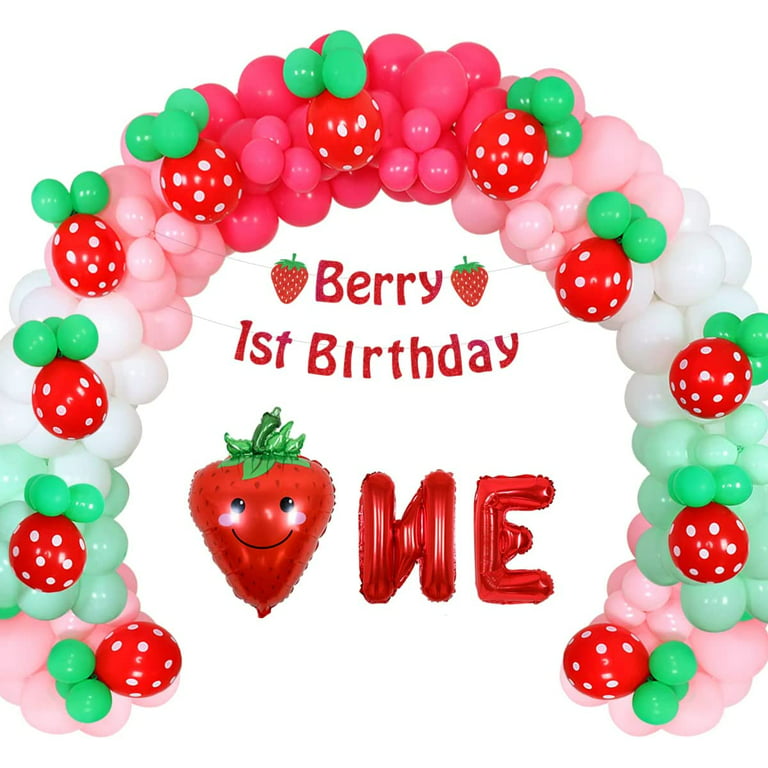 Strawberry 1st Birthday Decorations 40 Inch Foil Number 1 Balloon  Strawberry Balloons for Berry First Birthday Decor Sweet One Birthday Party  Supplies
