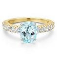 thumbnail image 3 of Gem Stone King 14K Two Tone Gold Sky Blue Topaz and Lab Grown Diamond Engagement Ring for Women | 2.65 Cttw | Oval 9X7MM | Gemstone November Birthstone | Size 9, 3 of 6