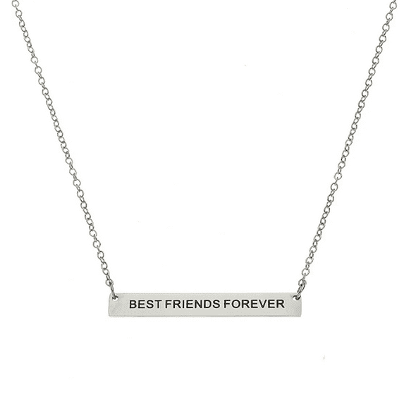 Best Friend Forever Bar Necklace - Soul Sister Bff Pendant Necklace - Friendship Gifts for Women, 18-Inch