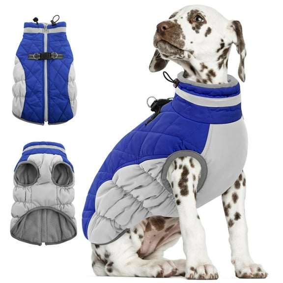 HPZZ Dog Coat, Warm Dog Jacket Dog Winter Coats, Reflective Turtleneck Dog Fleece Vest with Harness Built in, Waterproof Windproof Dog Snow Jacket Snowsuit for Small Medium Large Dogs