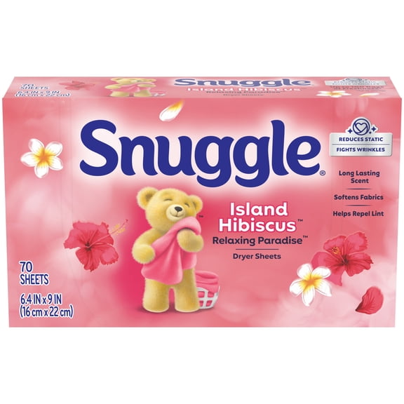 Snuggle Fabric Softener Dryer Sheets, Island Hibiscus & Rainflower, 70 Count