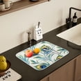 thumbnail image 5 of Yayeee Dish Drying Mat for Kitchen Counter 18" x 24" Microfiber Super Absorbent Coffee Decorative Pad, Peacock Feather, 5 of 9