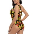 thumbnail image 4 of Zufioo Autumn With Leaves Print One-shoulder Ruffled One-piece Swimsuit, High Elastic Integrated Removable Chest Pad Swimsuit Suitable for Beach, Pool and Vacation-X-Large, 4 of 6