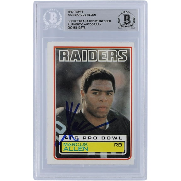 Marcus Allen Los Angeles Raiders Autographed 1983 Topps #294 Beckett Fanatics Witnessed Authenticated Rookie Card - Fanatics Authentic Certified
