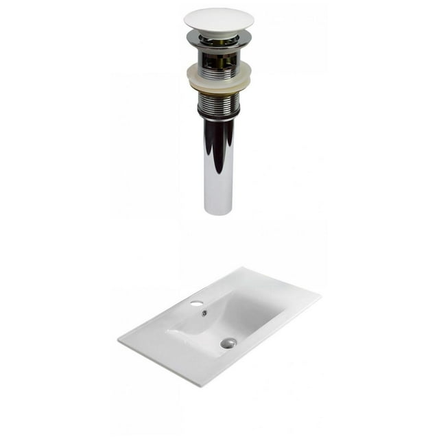 American Imaginations 23.8-in. W 1 Hole Ceramic Top Set In White Color - Overflow Drain Incl. AI-30408