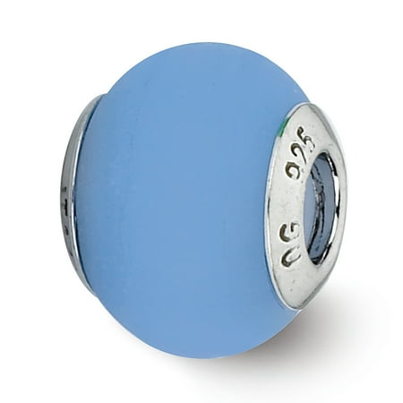 Italian Murano Glass Flower - Sterling Silver Reflection Blue Matte Italian Murano Glass Bead MSRP $81
