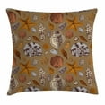 thumbnail image 1 of Ocean Throw Pillow Cushion Cover, Underwater Starfish Shell Mollusk Seaurchin Sea Horse Pearl Illustration, Decorative Square Accent Pillow Case, 24 X 24 Inches, Ginger Cinnamon Cocoa, by Ambesonne, 1 of 2