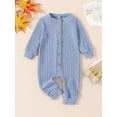 thumbnail image 2 of Gupgi Unisex Baby Rib Rompers 3M 6M 9M 12M 18M Infant Solid Color Long Sleeve Henry Jumpsuits, 2 of 8