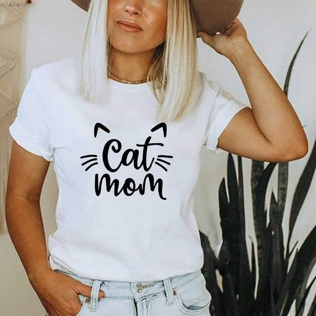 Puntoco, camiseta holgada de cuello redondo para mujer Harajuku con estampado del Día de la madre a la moda para mujer Puntoco Puntoco-2348