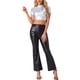 thumbnail image 2 of INSPIRAR CHIC Blusas Cortas de Cuello Alto para Mujeres con Manga Corta Metálicas S Plateado Brillante, 2 of 6