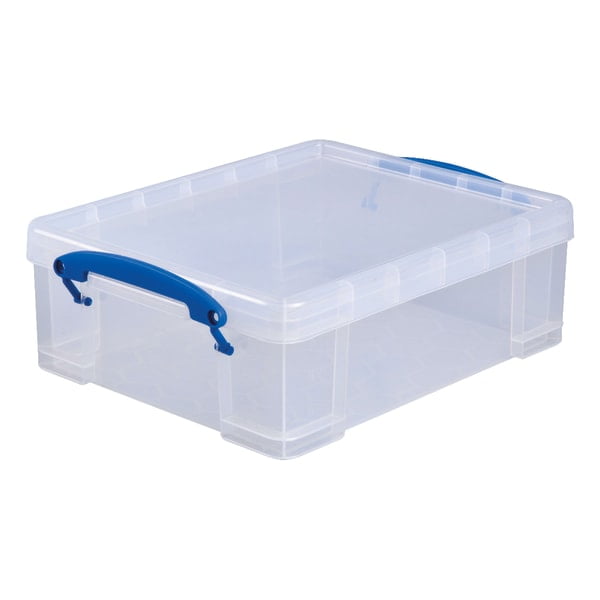 2 X 18L REALLY USEFUL STORAGE BOX IN STRONG CLEAR PLASTIC WITH FREE SHIPPING 