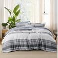 Cozy Comfort Bed in a Bag Queen 7 Pieces - Striped Beddding Sets, Queen Comforter Sets with Comforter, Fitted Sheet, Flat Sheet, Pillowcase & Shams