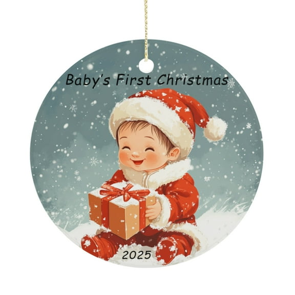 KuphiL10C Baby's First Christmas Ornaments, Christmas Ceramic Ornaments for Baby Girl Boy, Christmas Newborn Gifts Keepsake Babys 1st Year Ornaments 2025
