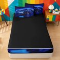 thumbnail image 4 of meiyoeat Blue Racing Car Zipper Twin Comforter Sets with Fitted Sheet and 2 Pillowcases For Boys Kids,Outdoor Extreme Sports Zipper Bedding Set For Speed Games Lovers,Black Reversible,4 Pieces, 4 of 7