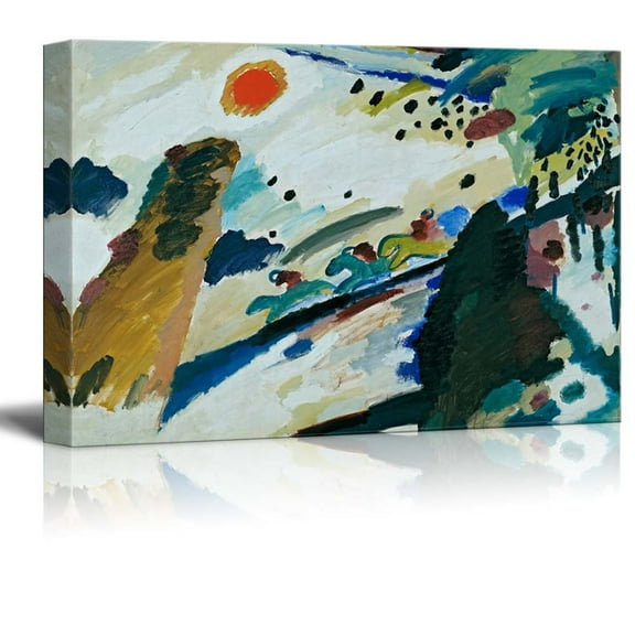 wall26 - Romantic Landscape by Wassily Kandinsky - Canvas Print Wall Art Famous Painting Reproduction - 32" x 48"
