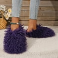 thumbnail image 5 of KAQ Unisex Fuzzy Faux Fur Slippers, Women's Fluffy Long Hair Sheep Faux Fur Slip on Slides, Girls Luxury Big Fluffy Outdoor Flat Slippers, Long Curly Hair Non-Slip Warm Home Slide Shoes, 5 of 13