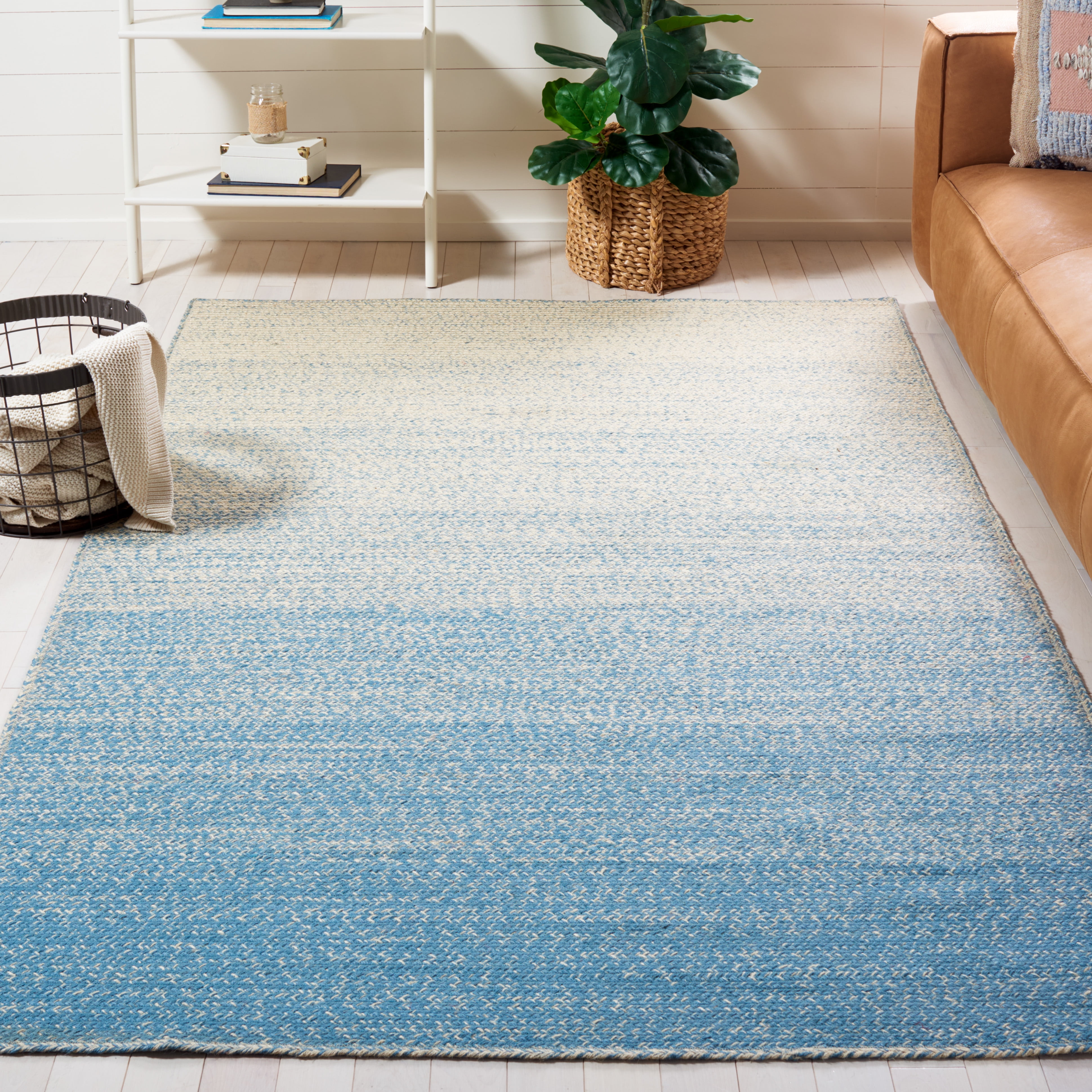 SAFAVIEH Natural Fiber Arda Gradient Area Rug, Natural/Light Blue, 4' x 6'
