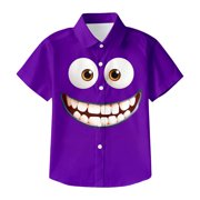 Boys Tops Cartoon Print Long Sleeve Big Comfort Open Front Beach Top for Kids,Dark Purple,5-6 Years