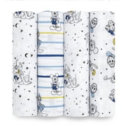 Aden + Anais Essentials Disney Baby 100% Muslin Cotton Swaddle Blanket, Unisex, 4 Pack, Mickey Stargazer