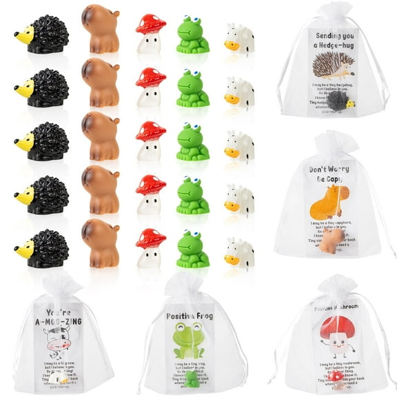 Animal Pun Note Cards, Employee Appreciation Gifts Bulk, 50 Set Funny Resin Animal with Thank You Cards Inspirational Gift Sets for Coworker, Staff, Teacher, Student, Friends