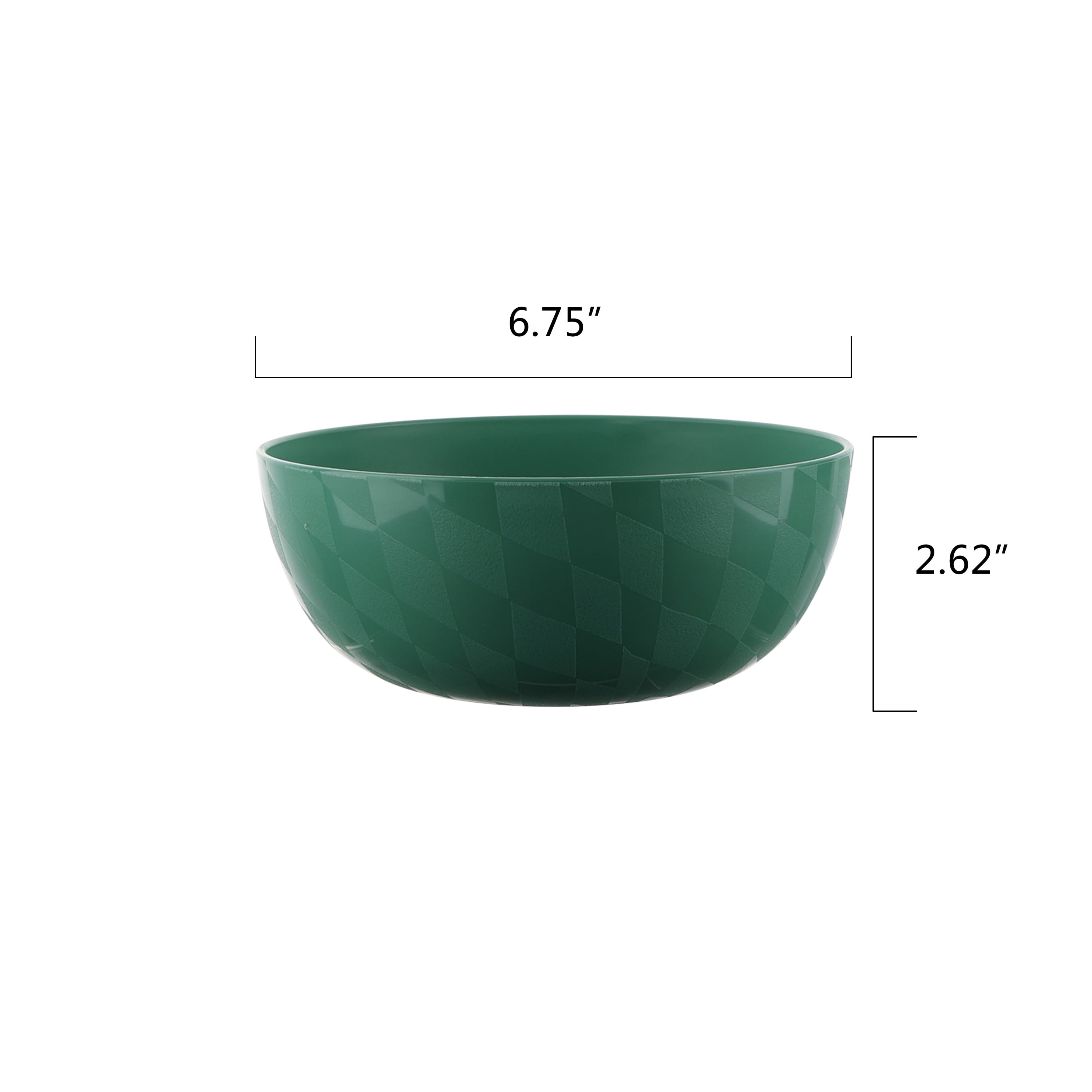 Mainstays - Green Round Plastic Cereal Bowl, Wavy Checkered Etched, 38-Ounce