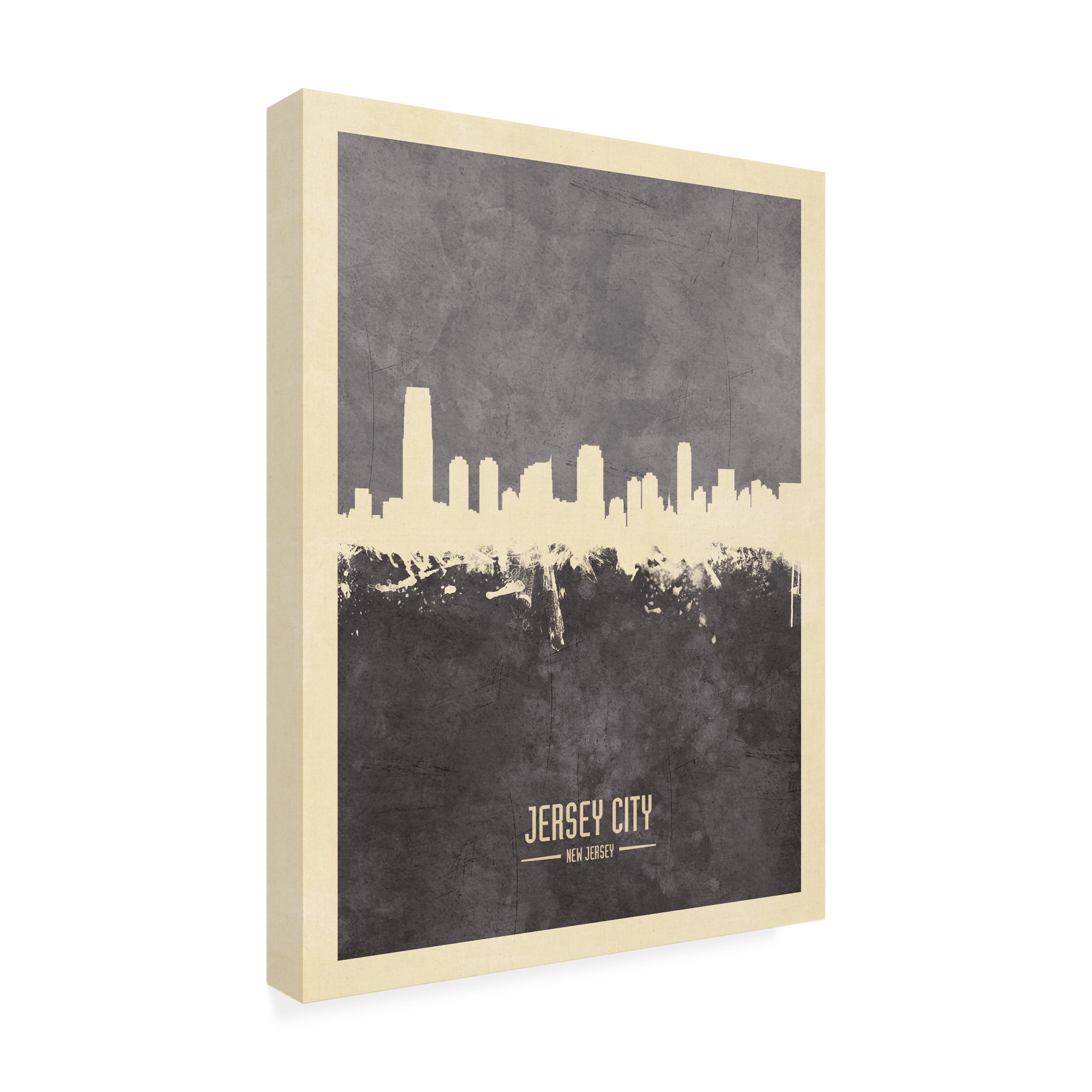 Michael Tompsett 'Jersey City New Jersey Skyline Gray' Canvas Art