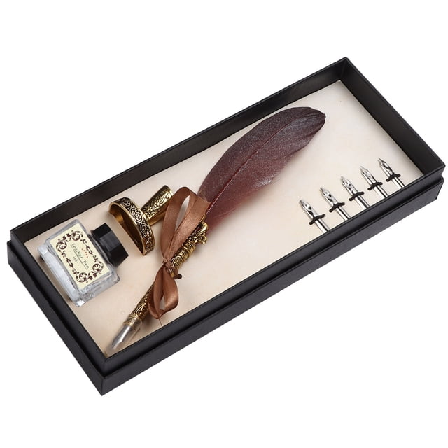 Calligraphy Pen Kit, Quill Pen Set Retro Craft For Calligraphy Practicing For Writing White,Brown,Big Red,Pink