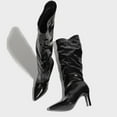 thumbnail image 7 of UngA Buckle Boots High Boots for Women Stiletto Kitten Heeled Sexy Boots Square Toe and Side Zipper Design Fashion Dress Boots Black,7, 7 of 7