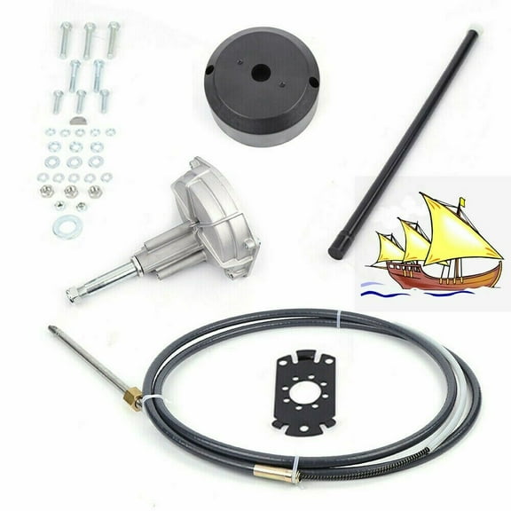 Boat Rotary Steering System Outboard Kit 12 Feet Marine With 12' Steering Cable for Mechanical / Manual Steering for Yachts Fishing Boats