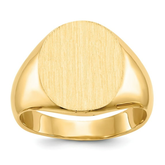 14K Yellow Gold Ring Band Signet 14.0x12.5mm Closed Back, Size 6