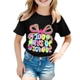 thumbnail image 2 of Girls Tshirts Letter Print Crew Neck Short Sleeve Tee for Everyday Wear Girls Tops Black 2 Years-3 Years, 2 of 4