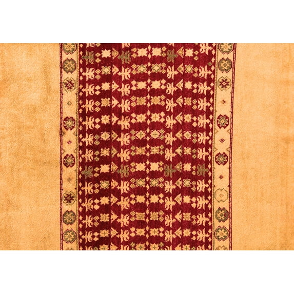 Ahgly Company Indoor Rectangle Abstract Orange Modern Area Rugs, 3' x 5'
