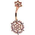thumbnail image 1 of Body Candy Womens 14G PVD 316L Steel Navel Ring Piercing Rosy Clear Geometric Web Belly Button Ring, 1 of 2