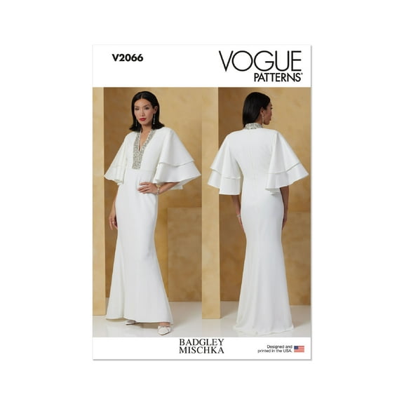 Vogue Sewing Pattern 2066 - Misses' Dress by Badgley Mischka, Size: H5 (6-8-10-12-14)