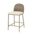 thumbnail image 3 of Christopher Knight Home 25"H Farmhouse Upholstered Bar Stools, Iron Frame with Rattan Back, Brown+Beige, Set of 2, 3 of 9