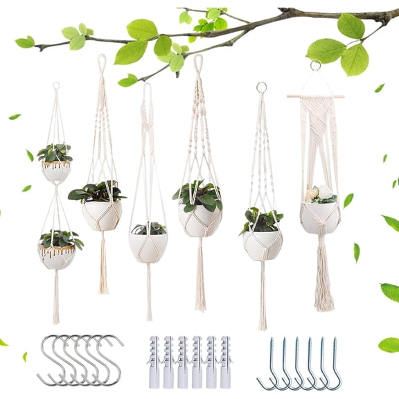 Boho Plant Hanger, Indoor Macrame Ceiling Planter for Garden Home