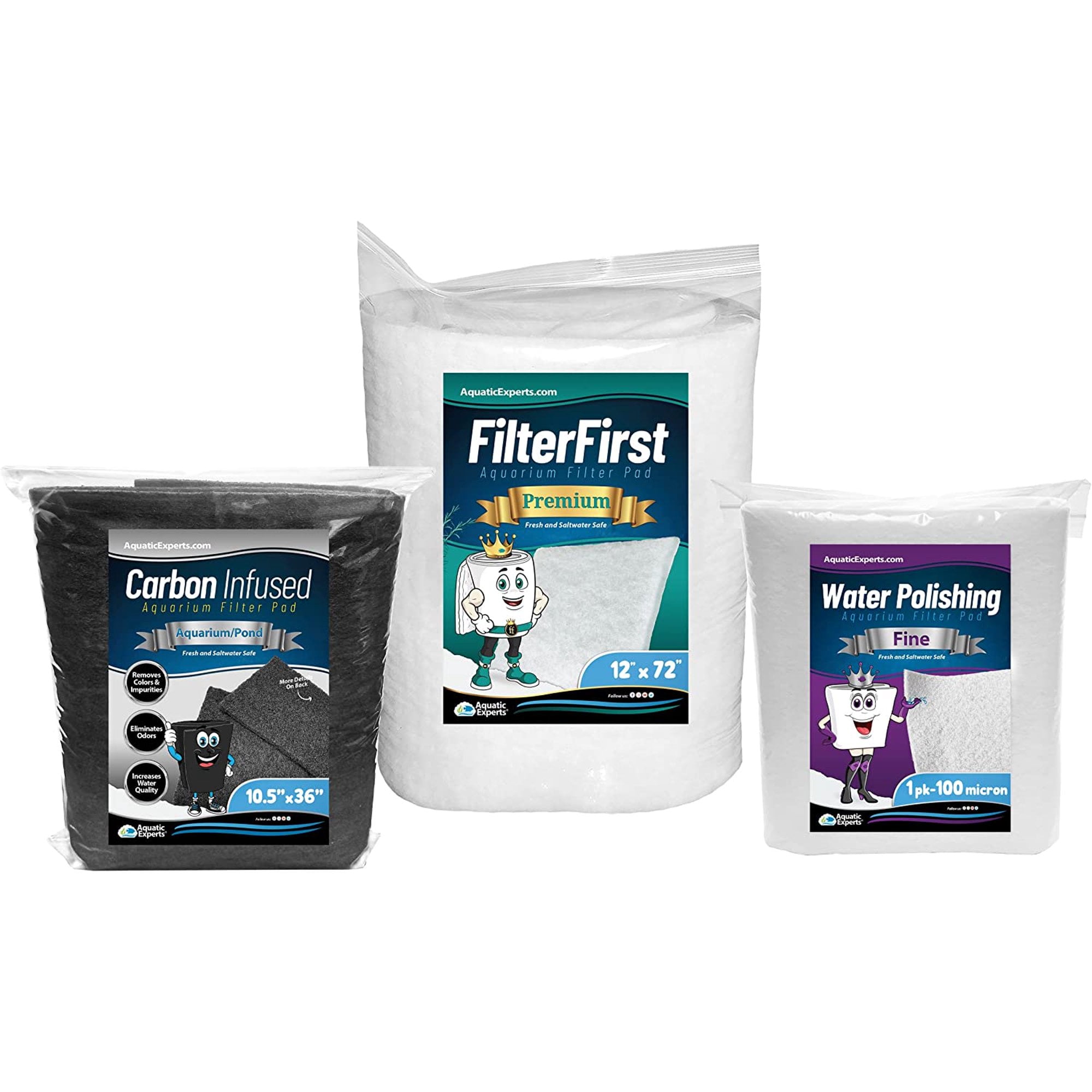 Aquatic Experts Aquarium Filter Pad Bundle 2, 12" x 72" Filter First