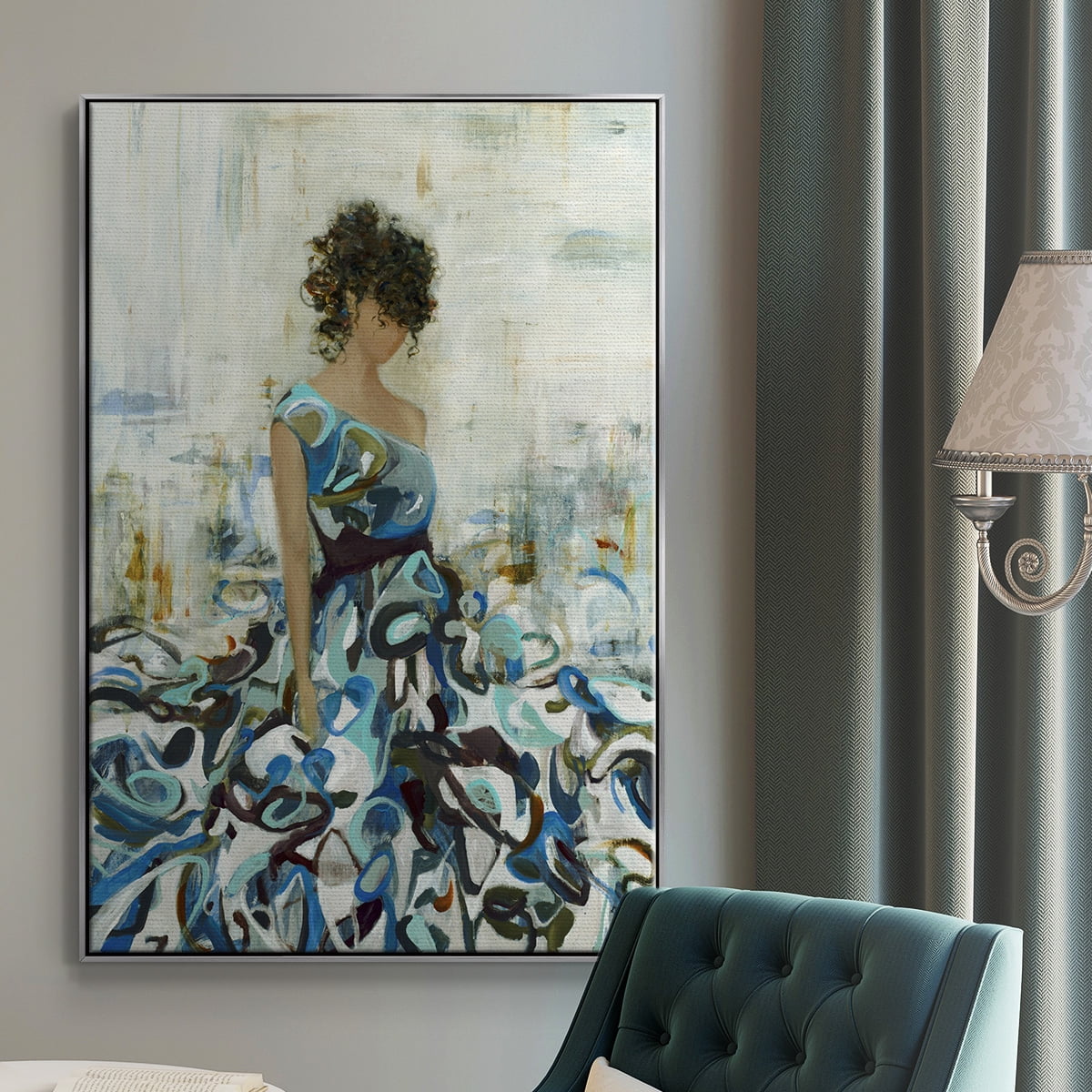 Fluid Beauty Framed Premium Gallery Wrapped Canvas - Ready to Hang - 17 x 25 - Silver Floating Frame
