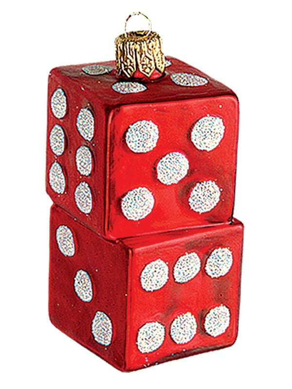 Casino Dice Polish Blown Glass Christmas Ornament Las Vegas Tree