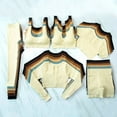 thumbnail image 2 of Conjunto de yoga acanalado para mujer, top corto de manga larga, pantalones cortos, conjunto de mallas, traje de fitness sin costuras, ropa activa sólida para gimnasio, ropa de entrenamiento, 2 of 5