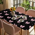thumbnail image 3 of Valentine's Day Table Cloths for 3 Foot Rectangle Tables, Pink Bows Shining Stars Modern Black Patio Waterproof Elastic Fitted Tablecloths, Washable Rectangular Table Cover for Camping, 3 of 8