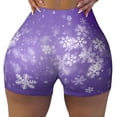thumbnail image 2 of Easygdp Snowfall Sky White Purple Yoga Shorts with Pockets for Women,Women's Biker Shorts Workout Gym Running Volleyball,Tummy Control-Small, 2 of 8