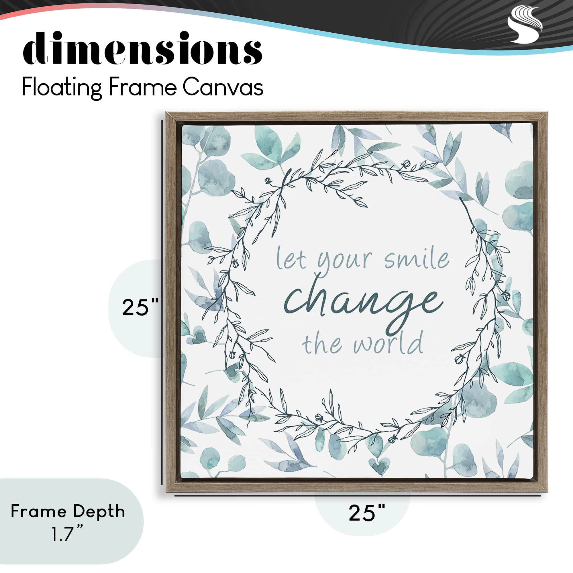 Stupell Industries Smile Change The World Brown Framed Floater Canvas Wall Art, design by Kim Allen