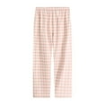 thumbnail image 2 of HBGVBA Long Pajama Pants for Women,Wide Leg Casual Loungewear,Brushed Plaid Sleep Pants Comfortable Loose Homewear Long Casual Pants, 2 of 3